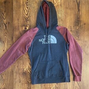 The North Face Charcoal and Burgundy Hoodie Medium